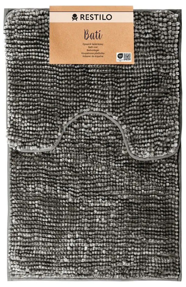 Tmavosivé WC kúpeľňové predložky v súprave 2 ks 80x50 cm Bati – Restilo