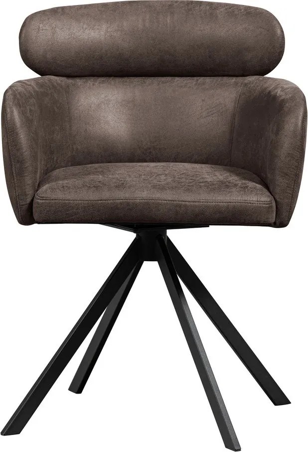 Tmavohnedé čalúnené jedálenské kreslo s podrúčkami Fenne – WOOOD