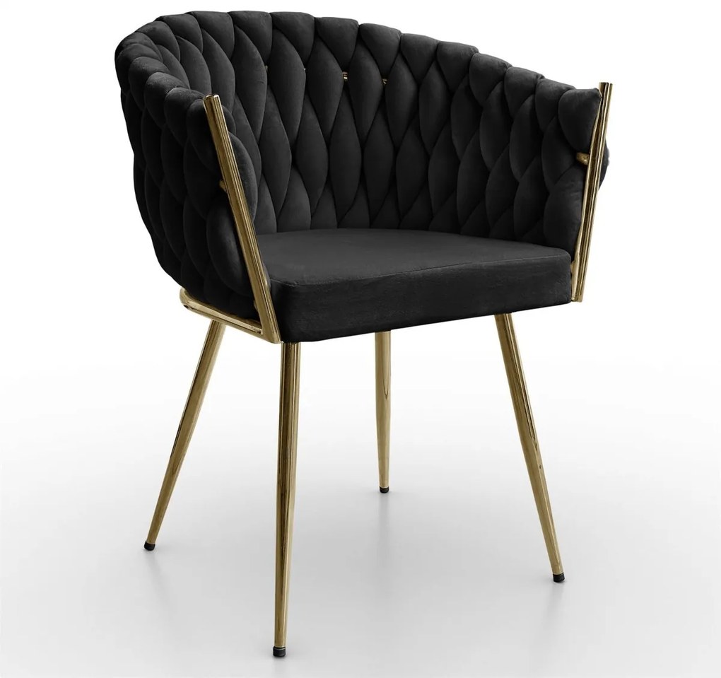 DIZAJNOVÁ STOLIČKA SHELLY ČIERNY ZAMAT + ZLATÁ