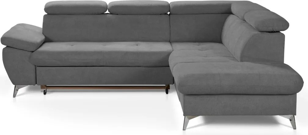 Rohová sedacia súprava Gisele, stredne šedá látka, pravý roh