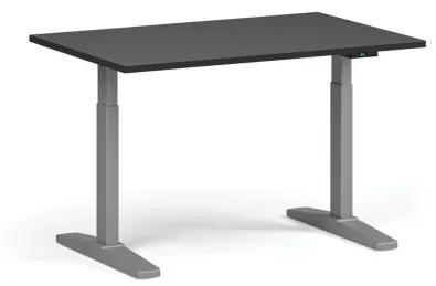 Výškovo nastaviteľný stôl, elektrický, 675-1325 mm, doska 1200x800 mm, sivá podnož, grafit