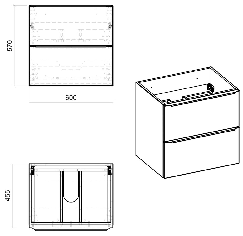 Kúpeľňová závesná skrinka pod umývadlo KAPA dub zlatý 60 cm