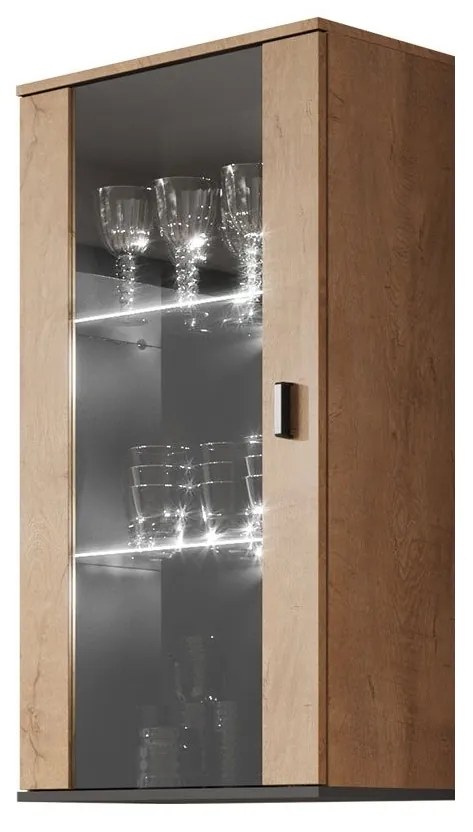 Vitrína Boho B2, Osvetlenie: osvetlenie LED RGB - farebné, Farby: biela / biely lesk