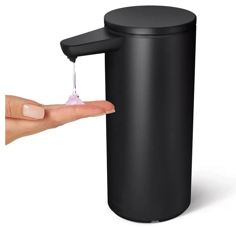Matne čierny bezdotykový oceľový dávkovač mydla 414 ml – simplehuman