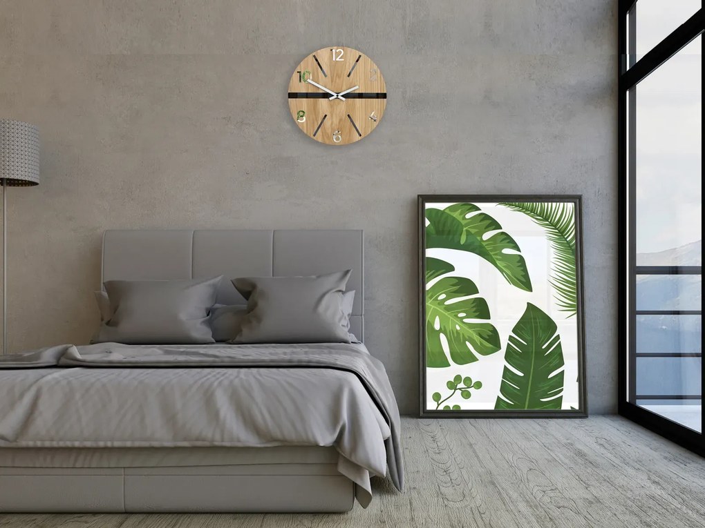 Dřevěné nástěnné hodiny King 33,5 cm dub přírodní