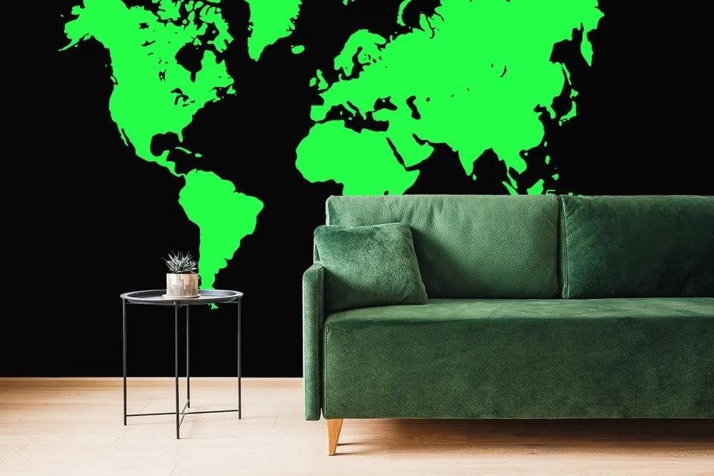 Samolepiaca tapeta zelená mapa na čiernom pozadí - 375x250