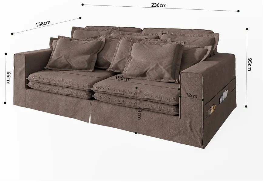 Hnedá pohovka 236 cm Nora – Ropez