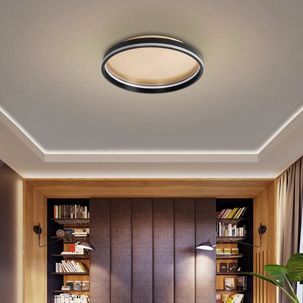 Toolight Toolight, LED stropné svietidlo 40cm, 22W, APP1464, čierna-zlatá, OSW-07981