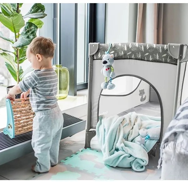 BabyOno - Cestovná postieľka BASIC sivá