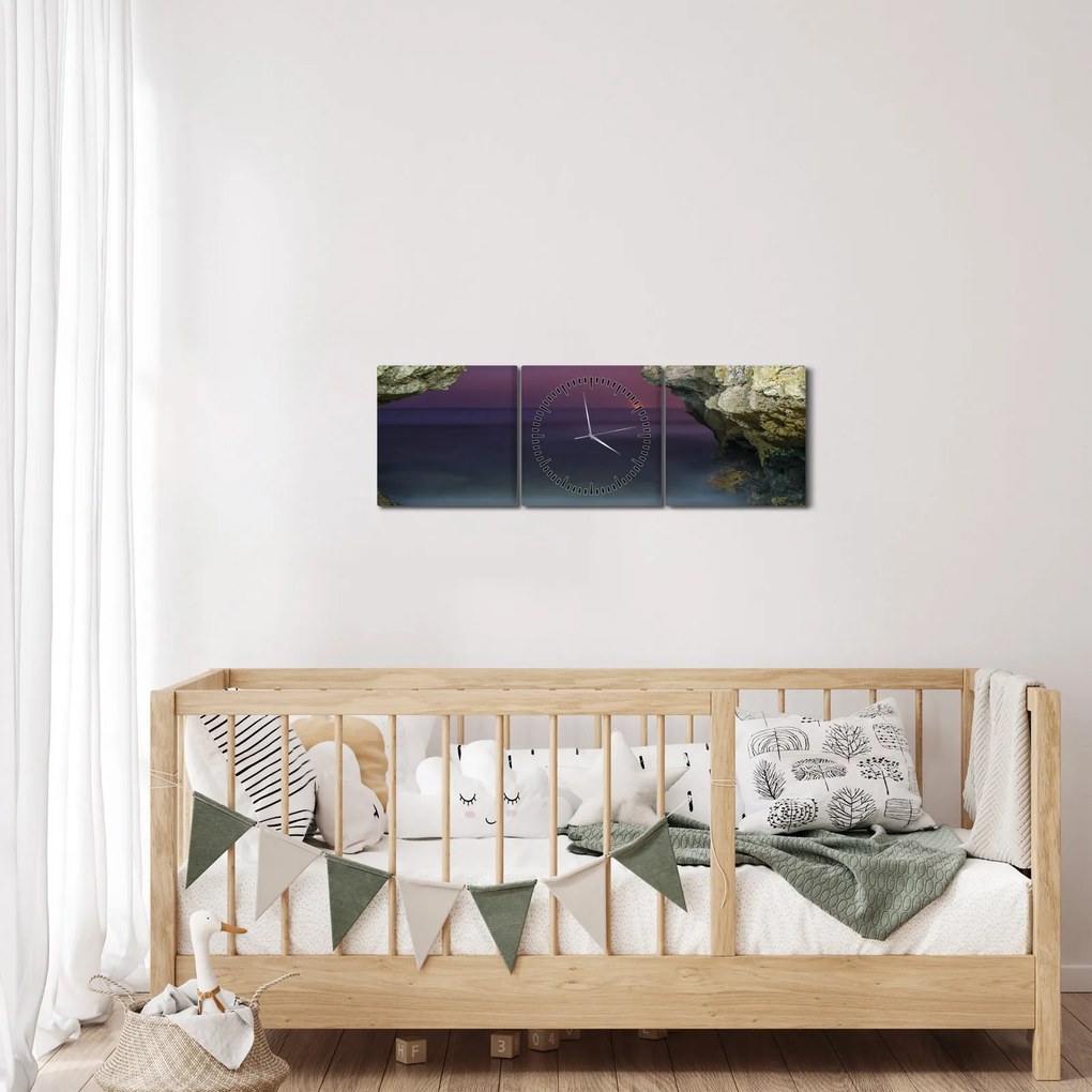 Obraz - morský útes (s hodinami) (90x30 cm)
