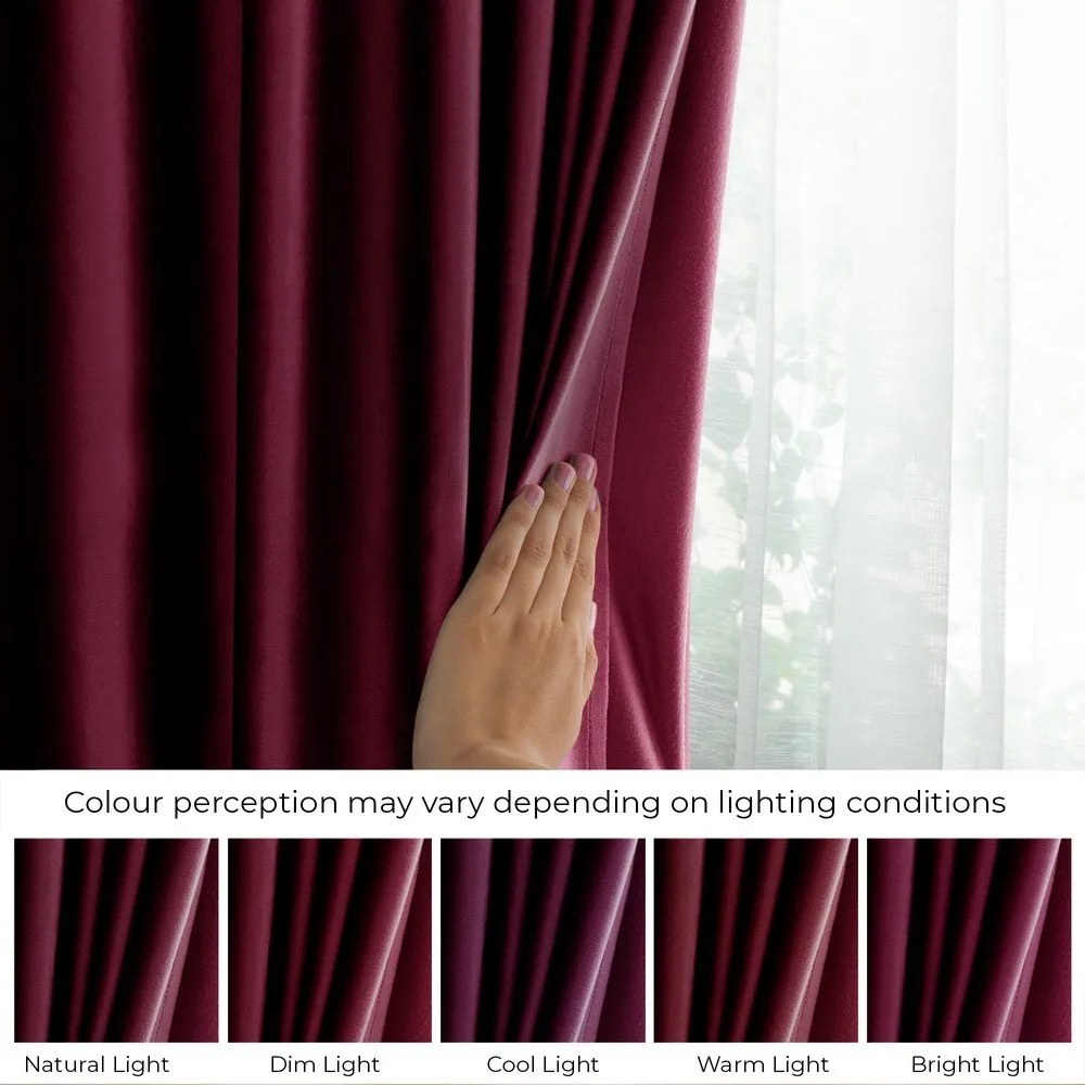 Vínovočervený zamatový dimout záves 140x245 cm Eyelets – Restilo