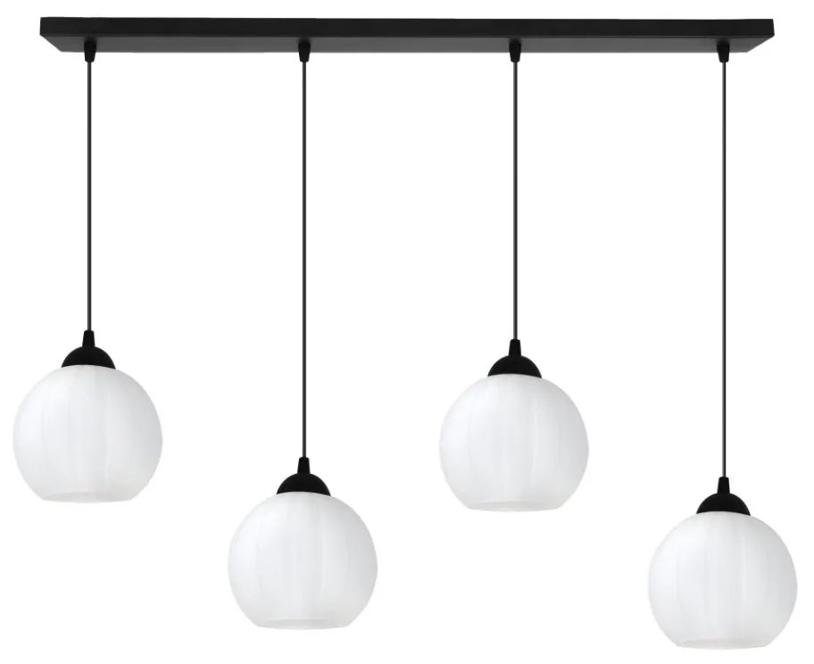 Závesné svietidlo Costa, 4x biele sklenené tienidlo, b