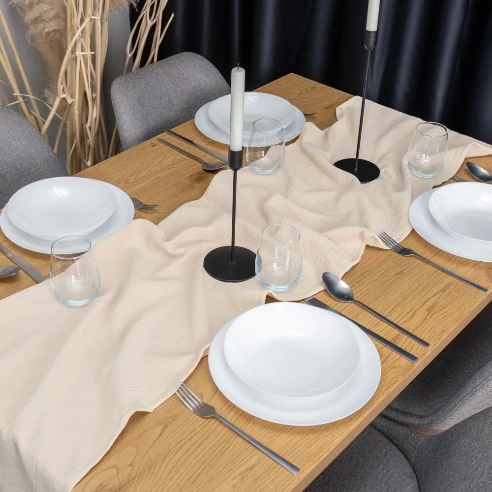 Biante Mušelínový behúň na stôl MSN-045 Krémový 35x180 cm