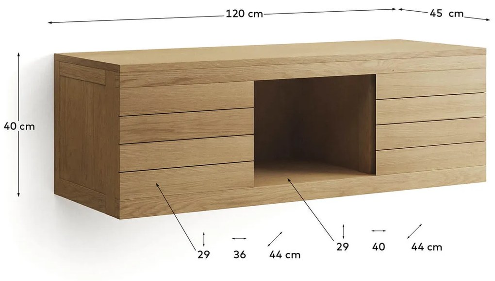 Skrinka pod umývadlo tinye 120 x 45 cm prírodná MUZZA