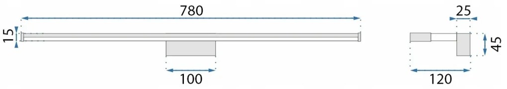 Kúpeľňové svietidlo 15W 68,5CM APP370-1W strieborné