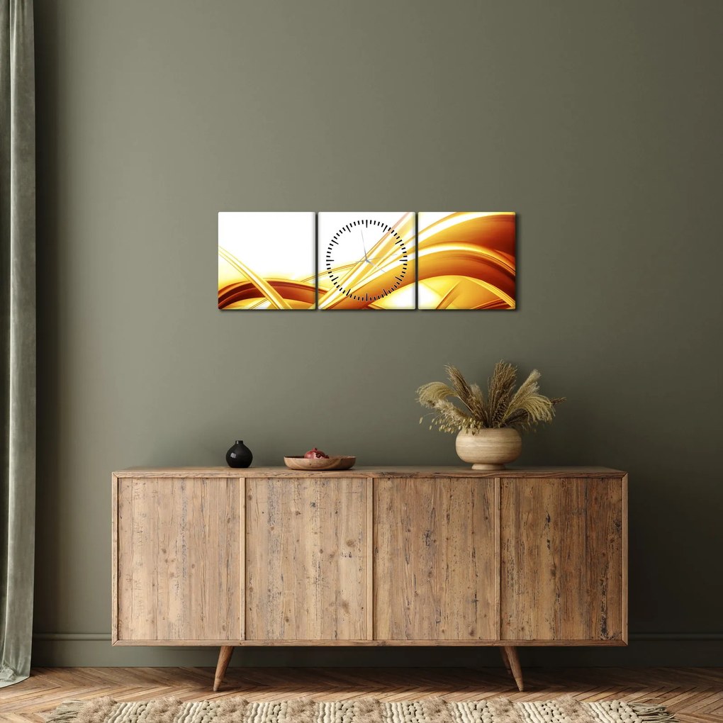 Obraz - Žltá abstrakcia (s hodinami) (90x30 cm)