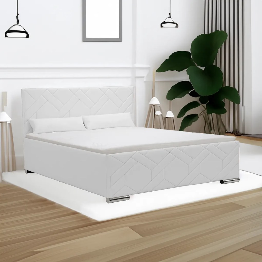 Čalúnená posteľ s úložným priestorom ECCO 140 x 200 cm Biela