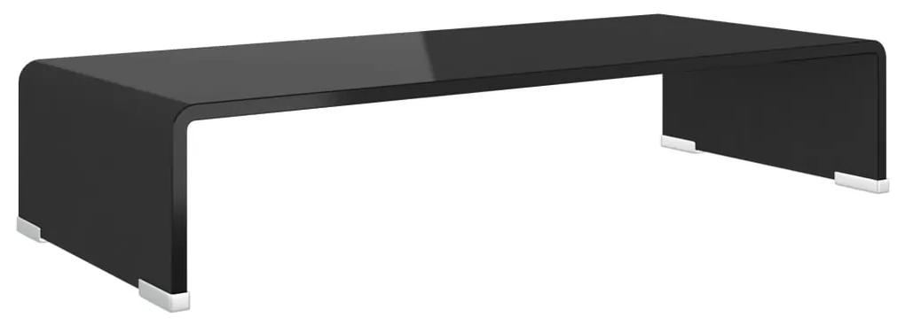 vidaXL Sklenený TV stojan/stojan pod monitor, čierny, 60x25x11 cm