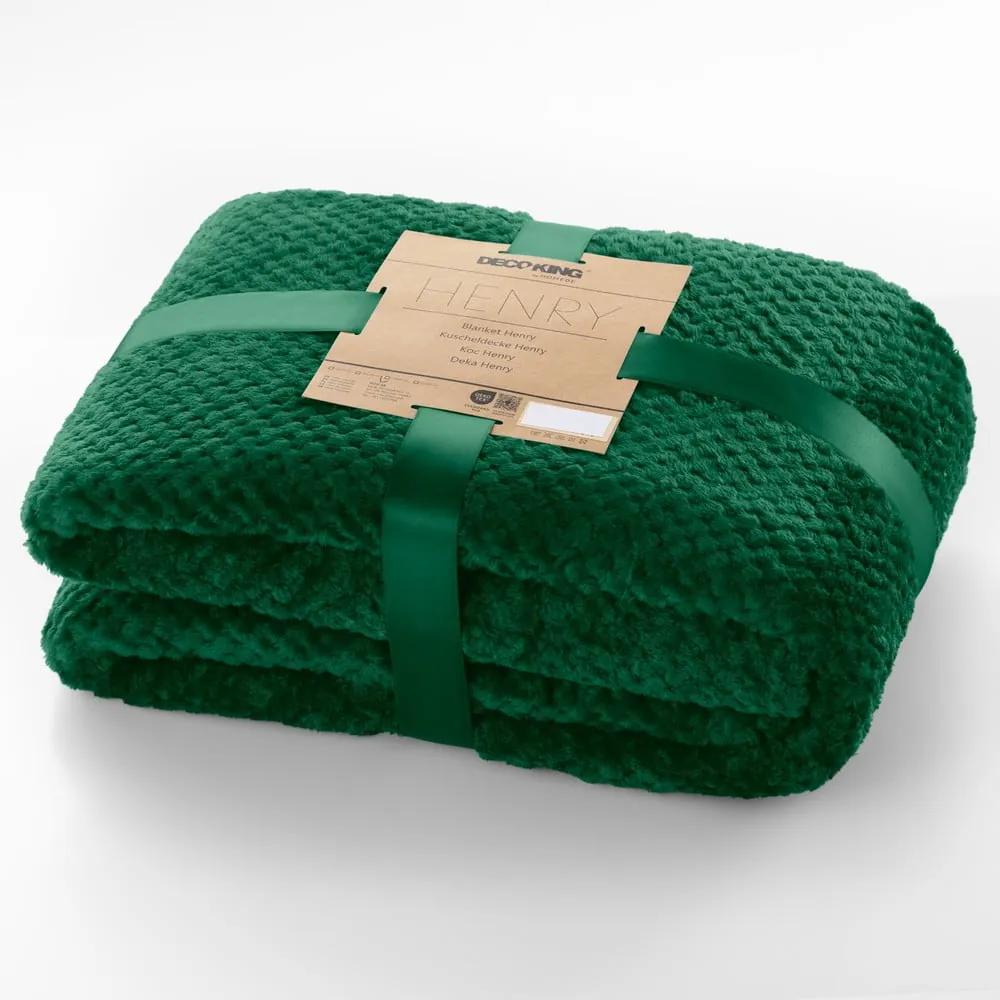 Tmavozelená deka z mikrovlákna DecoKing Henry, 150 x 200 cm