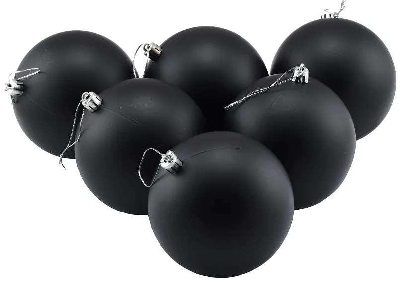 DECOLED Plastová guľa, 10 cm, čierna, 6 x matná