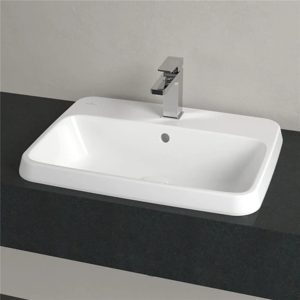 VILLEROY & BOCH Architectura obdĺžnikové zápustné umývadlo s otvorom, s prepadom, 600 x 450 mm, biela alpská, 5A676001