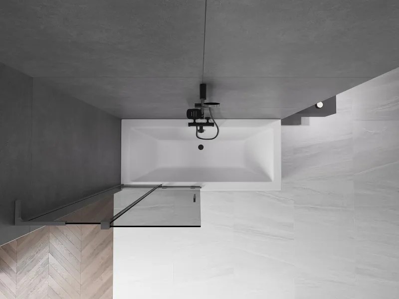 Mexen Velar L, 2-krídlová posuvná vaňová zástena 90 x 150 cm, 8mm šedé sklo, grafitová, 896-090-003-41-95