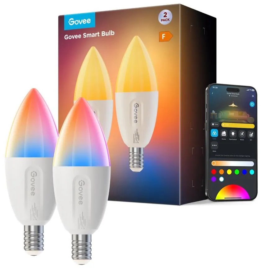 SADA 2x LED RGBWW Stmievateľná žiarovka E14/5W/230V 2700-6500K Wi-Fi - Govee