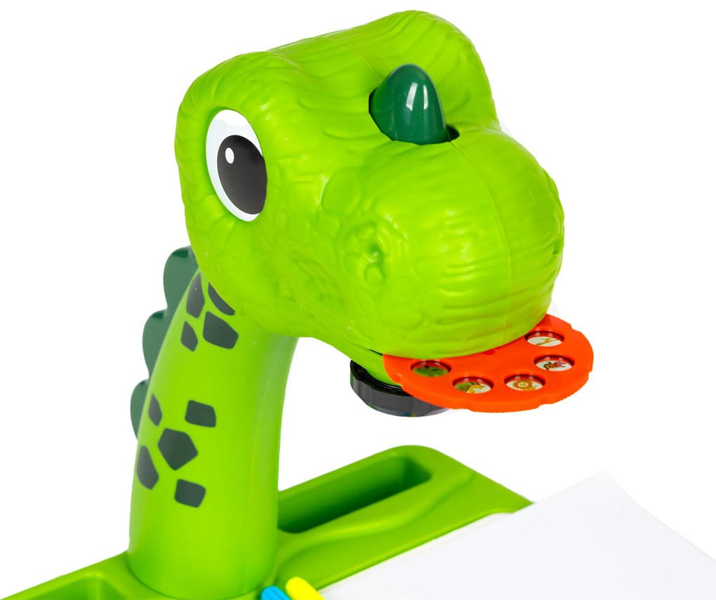 Projektor na kreslenie s dinosaurami, 12 fixiek, 24 vzorov, zelený
