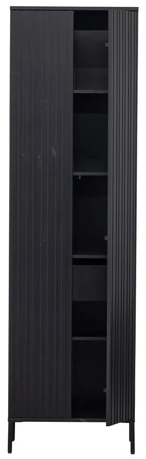 Čierna šatníková skriňa z borovicového dreva 60x210x42 cm Gravure – WOOOD