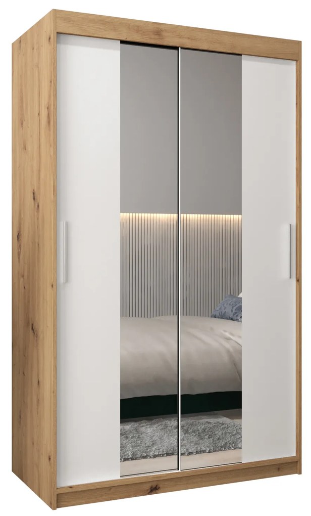 Šatníková skriňa 120 cm Toki 1 (Dub artisan + Biela matná). Akcia -63%. Vlastná spoľahlivá doprava až k Vám domov. 1064895
