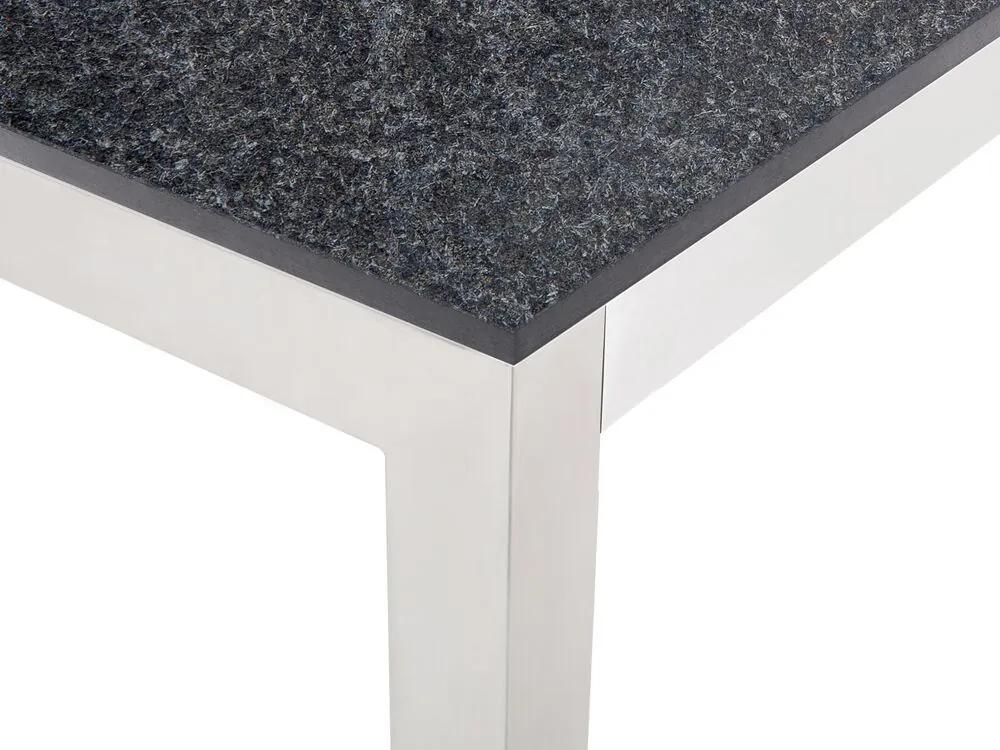 Záhradná súprava jedálenská súprava pre 6 čierny žíhaný granit vcelku biele stoličky GROSSETO Beliani
