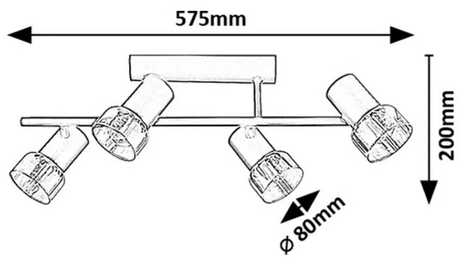 Rabalux 73054 stropné bodové svietidlo Hatice, 4x E14 max. 15W, IP20