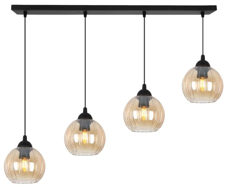 Závesné svietidlo Costa, 4x medové sklenené tienidlo, b