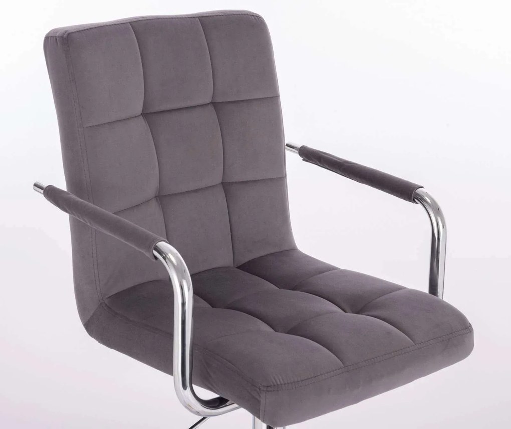 LuxuryForm DESIGN Stolička VERONA VELUR na strieborné podstave s kolieskami - tmavo šedá
