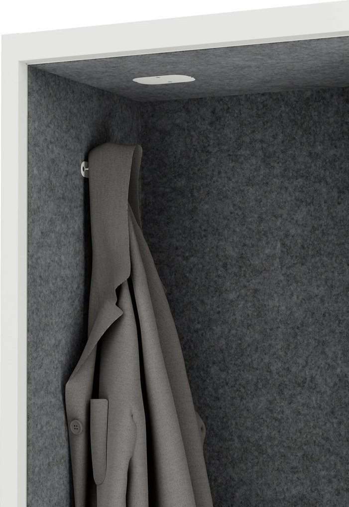 Akustická kabína SALLY MentalBox 600 mm – biely korpus, tmavosivé sedadlo