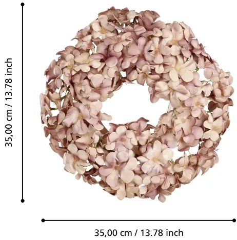 Eglo 428208 - Umelý kvetinový veniec SOLVANG pr. 35 cm ružová