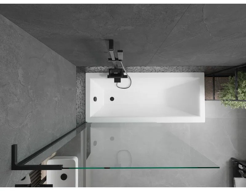 Mexen Next L, 1-krídlová vaňová zástena 100 x 150 cm, 6mm číre sklo, čierny profil, 895-100-000-03-00-70