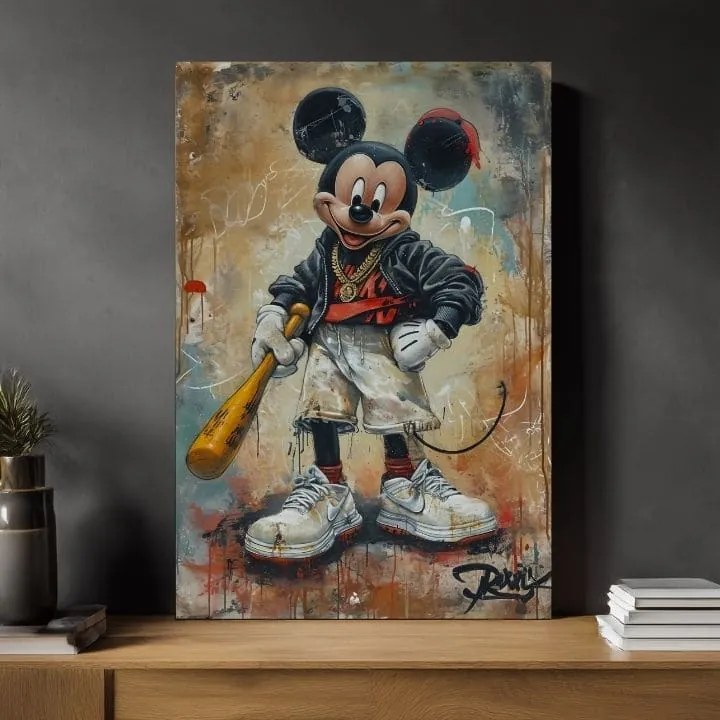 Obraz Street Mickey na plátne | Maľovaná štruktúra