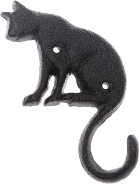 Nástenný vešiak Liatinová mačka s dlhým chvostom%