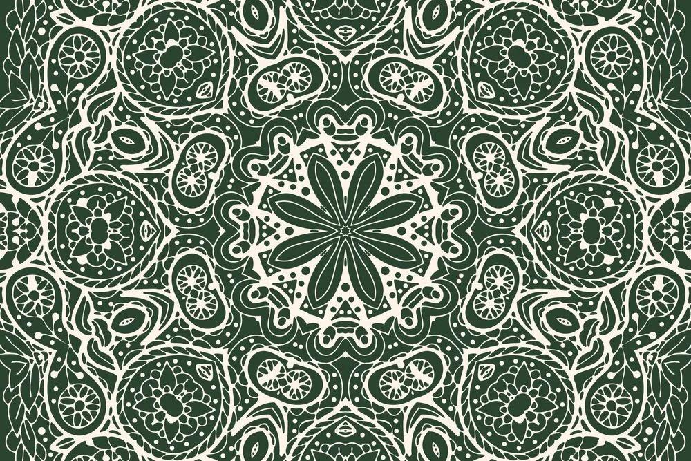 Samolepiaca tapeta Mandala v zelenom štýle
