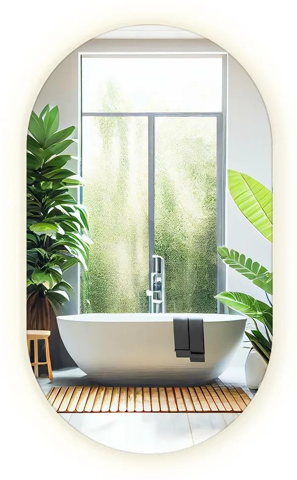 Led zrkadlo ovál 52x90 cm Teplé svetlo (3000K)