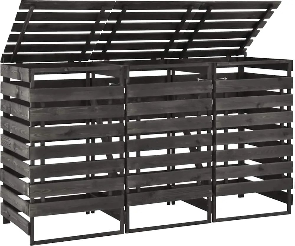 vidaXL Ohrada na tri odpadkové koše 210x75x121 cm, borovica s náterom
