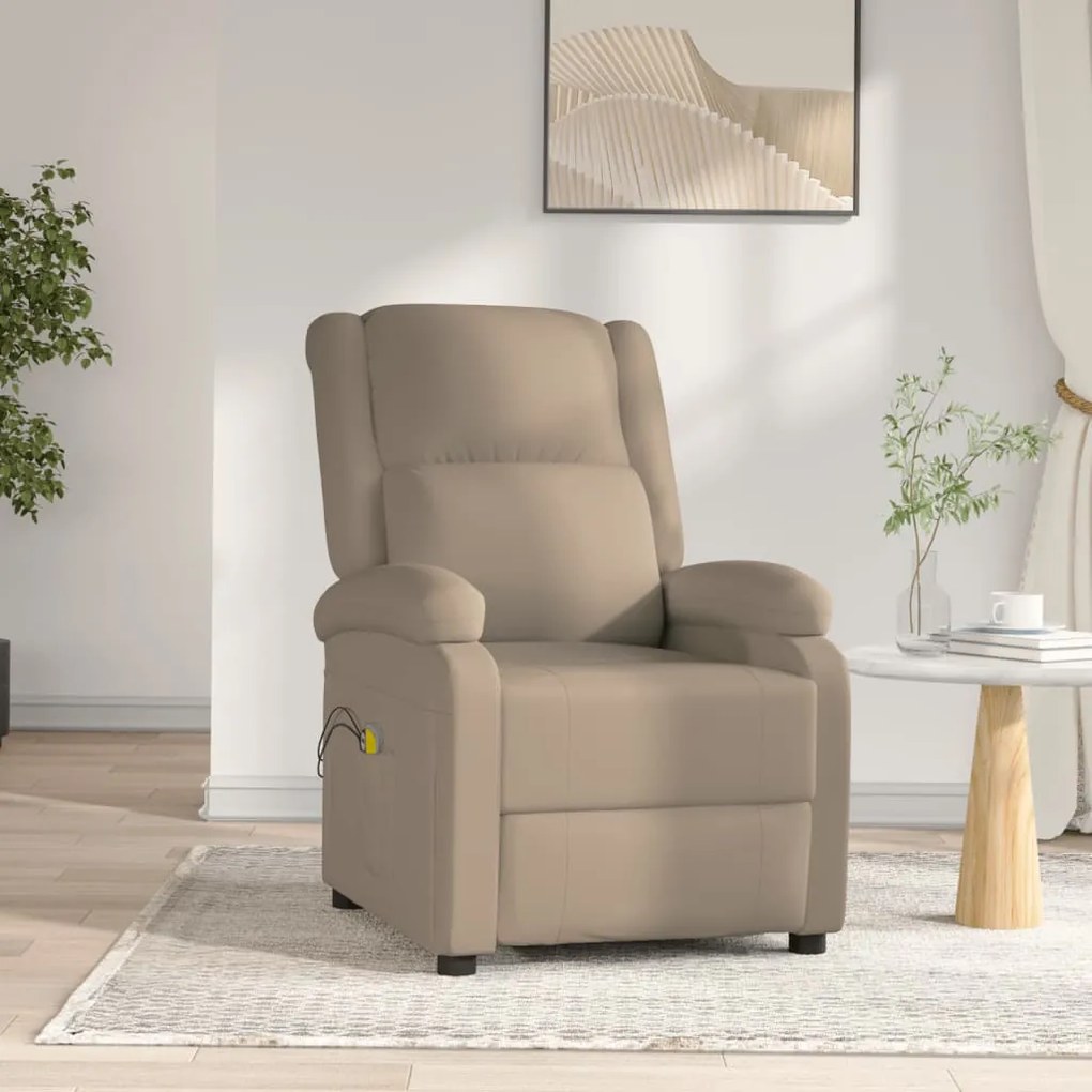 vidaXL Elektrické masážne kreslo kapučínové umelá koža