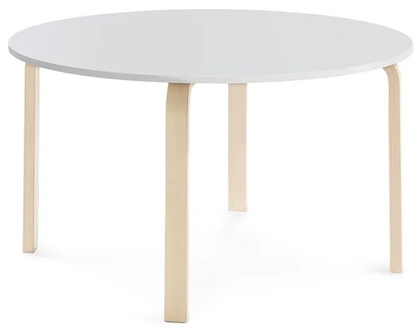 Stôl ELTON, Ø 1200x640 mm, laminát - biela, breza