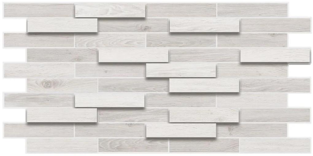 Obkladové 3D PVC panely TP10009502, rozmer 980 x 480 mm, drevenný obklad dub bielený, GRACE