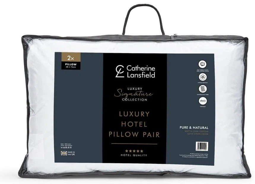 Vankúš 2 ks 48x74 cm Hotel Satin Stripe – Catherine Lansfield