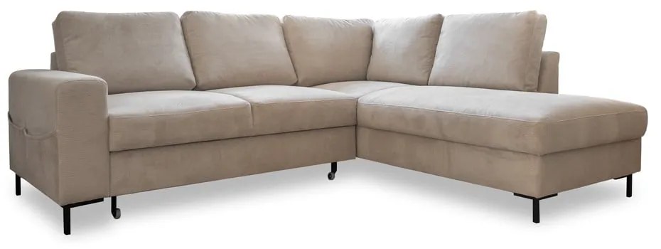 Béžová menčestrová rozkladacia rohová pohovka (pravý roh) Lofty Lilly – Miuform