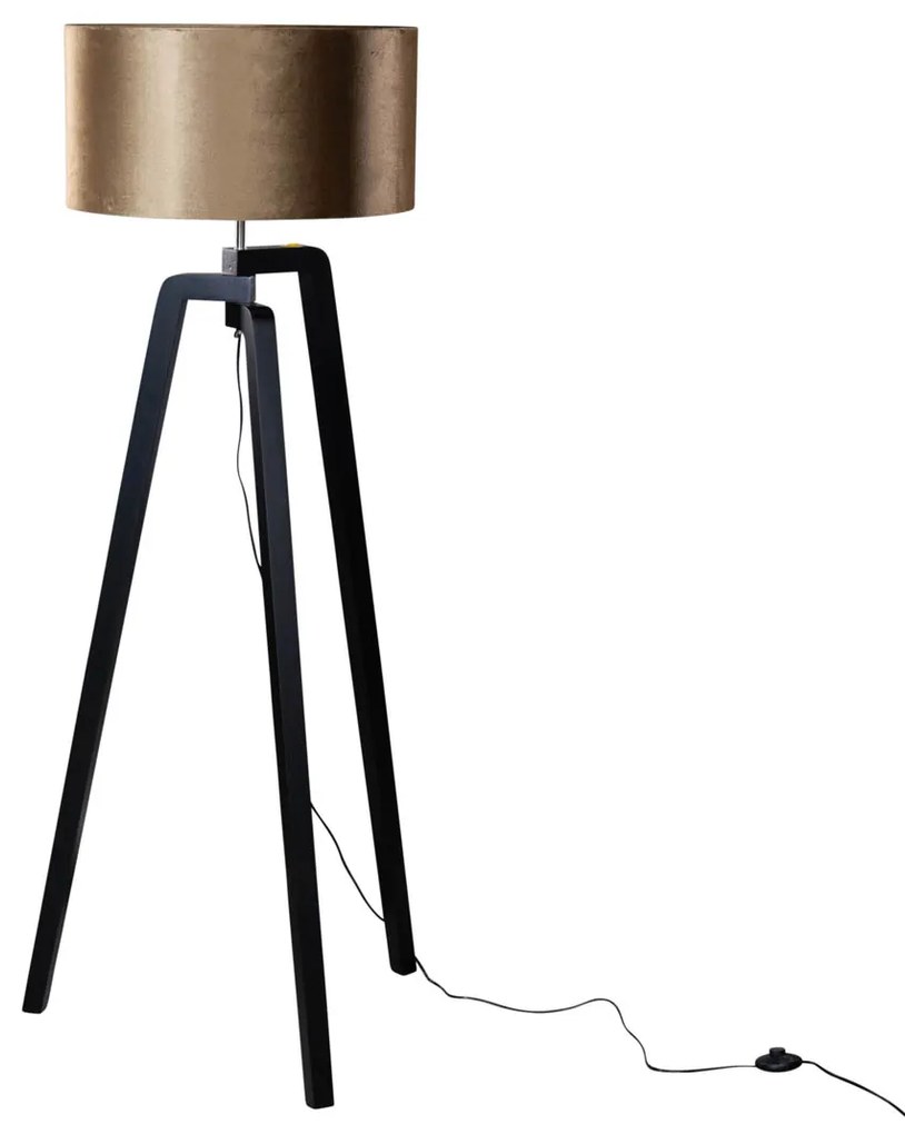 Stojacia lampa čierna s velúrovým tienidlom bronz 50 cm - Puros