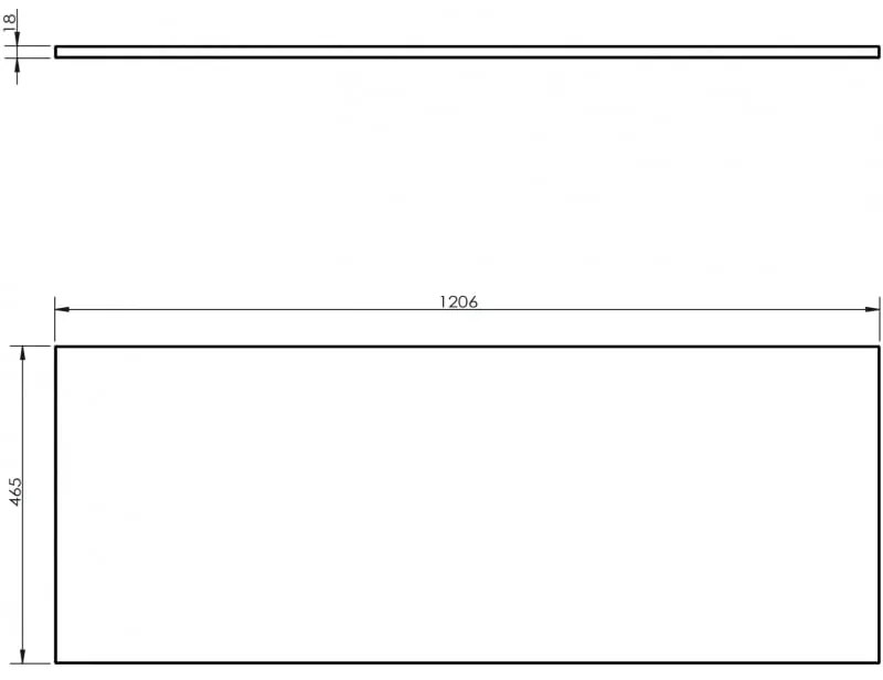 Mexen Uni, pracovná doska 120 cm, sivá matná, 91AXX-1204-464-18-62