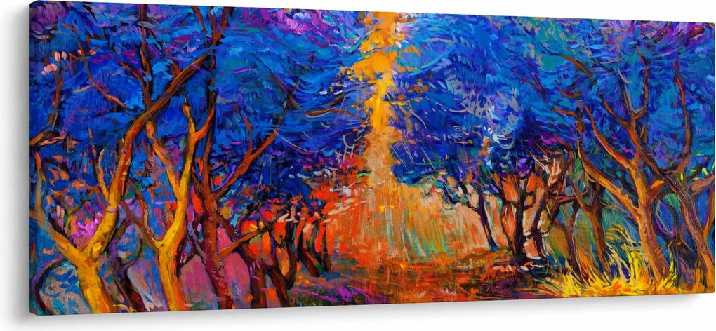 Obraz - jesenné koruny stromov, moderný impresionizmus (120x50 cm)